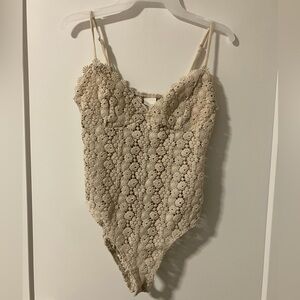 H&M Beige Crochet Lace Top